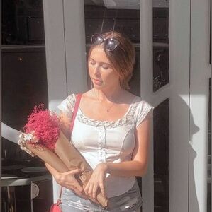 Free People Knit Lace Button Up Top Size:S